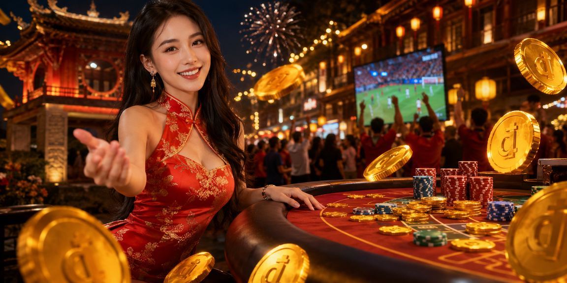 Người dùng tại Hà Nội chơi slot game tại khu chợ đêm với ánh đèn neon lung linh